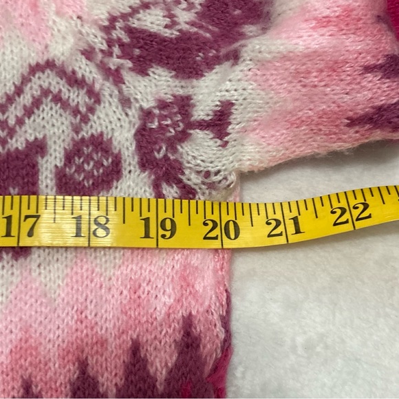 Alpaca Connection Pink Llama Fair Isle  Full Zip Cardigan Sweater M Alpaca Wool - Picture 11 of 11